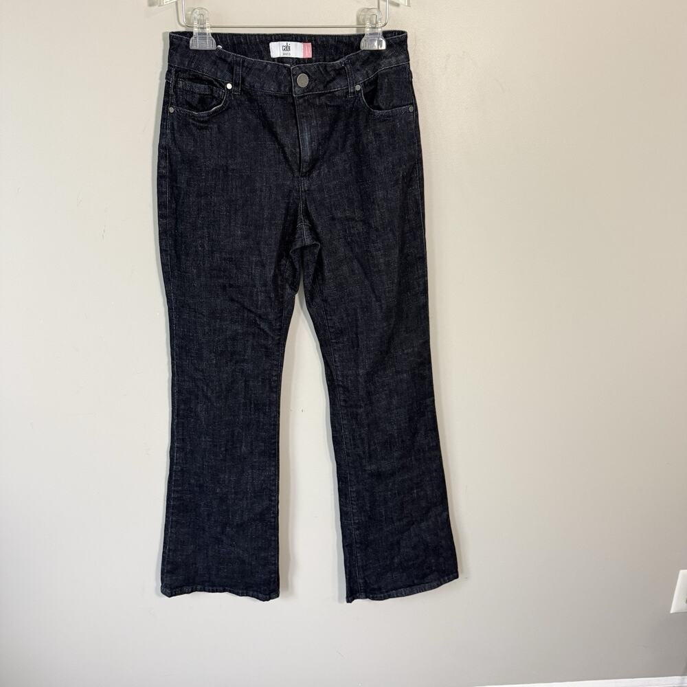 CAbi Womens Trouser Flare Wide Leg Jeans Size 6 Dark Deep Sea Wash Stretch Blue